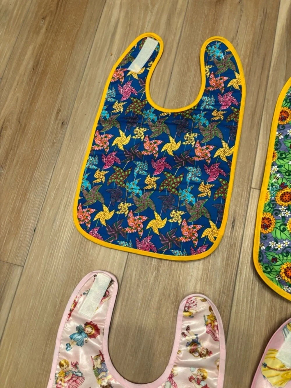 Girls Floral & Princess Patterned Waterproof Bibs set of 6